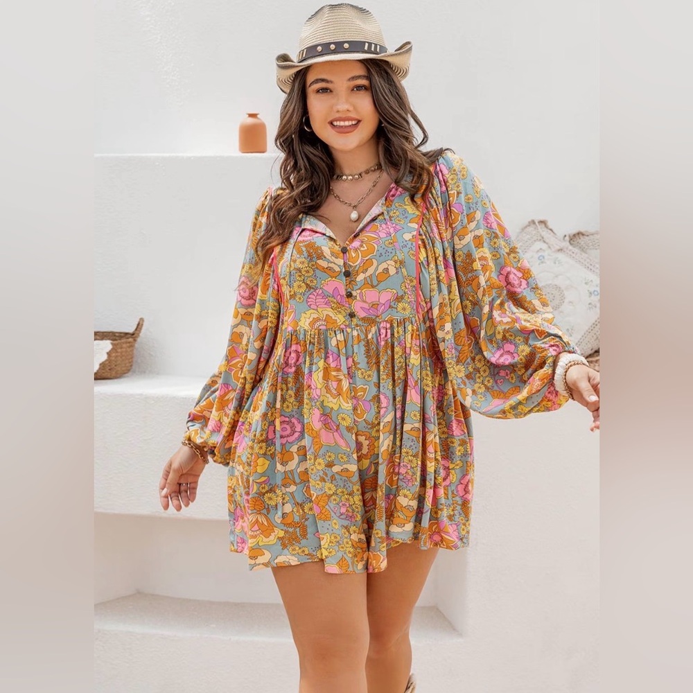 Boho Floral Viral TikTok Romper - Picture 4 of 9